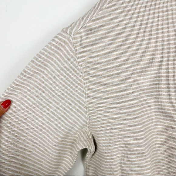 Todd & Gunn Beige White Striped Riverlands Sweatshirt 1/4 Zip 100% Cotton Size M - Picture 11 of 12